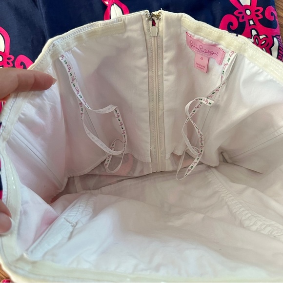 Lilly Pulitzer Worth Shift Strapless Dress Size 4 Pink Navy Print - Picture 11 of 16